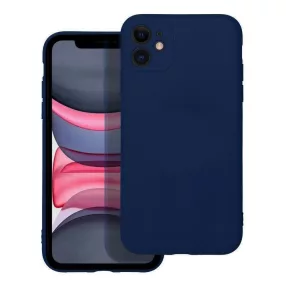   iPhone 11 szilikon tok, hátlaptok, telefon tok, velúr belsővel, matt, sötétkék, Silicon