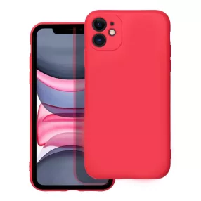   iPhone 11 szilikon tok, hátlaptok, telefon tok, velúr belsővel, matt, piros, Silicon