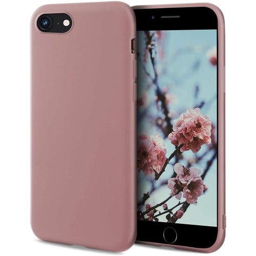 iPhone 7 / 8 / SE 2020 / SE 2022 szilikon tok, hátlaptok, telefon tok, matt, púder rózsaszín