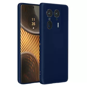   Motorola Edge 50 Ultra 5G szilikon tok, hátlaptok, telefon tok, velúr belsővel, matt, sötétkék, Silicon