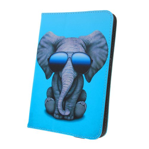 Univerzális 7-8 colos tablet könyvtok, mappa tok, elefánt mintás, Elephant