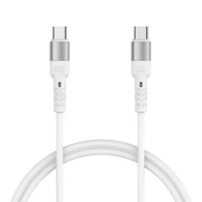   USB-C - USB-C kábel 2m 100W PD GaN gyorstöltő töltőkábel fehér, Forever Core
