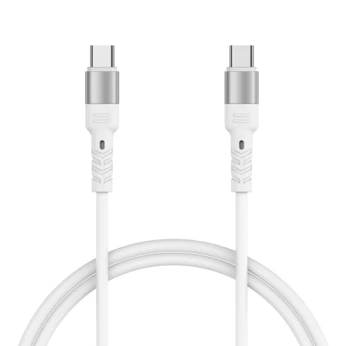 USB-C - USB-C kábel 2m 100W PD GaN gyorstöltő töltőkábel fehér, Forever Core