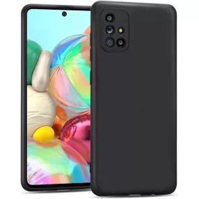   Samsung Galaxy A71 szilikon tok, hátlaptok, telefon tok, velúr belsővel, matt, fekete, Silicon