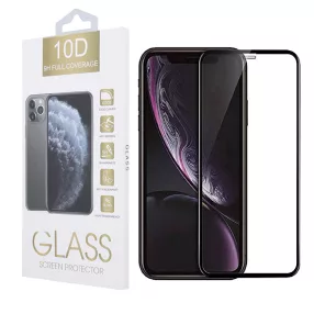   iPhone 11 / XR üvegfólia, tempered glass, előlapi, 10D, edzett, hajlított, fekete kerettel