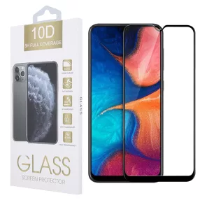   Samsung Galaxy A20e üvegfólia, tempered glass, előlapi, 10D, edzett, hajlított, fekete kerettel