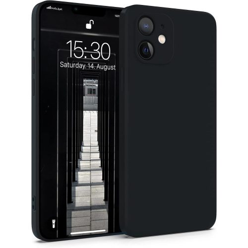 iPhone 12 Mini szilikon tok, hátlaptok, telefon tok, matt, fekete