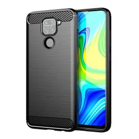   Xiaomi Redmi Note 9 szilikon tok, hátlaptok, telefon tok, karbon mintás, fekete, Simple Carbon