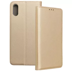   Xiaomi Redmi 9A / 9AT / 9i könyvtok, fliptok, telefon tok, szilikon keretes, mágneszáras, arany