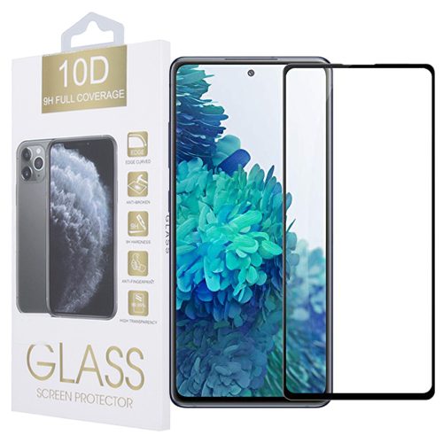 Samsung Galaxy S20 FE / S20 FE 5G üvegfólia, tempered glass, előlapi, 10D, edzett, hajlított, fekete kerettel