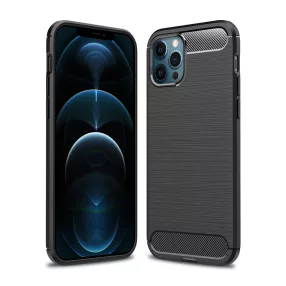   iPhone 12 Pro Max szilikon tok, hátlaptok, telefon tok, karbon mintás, fekete, Simple Carbon
