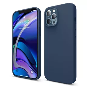   iPhone 12 / 12 Pro szilikon tok, hátlaptok, telefon tok, velúr belsővel, matt, sötétkék, Silicon