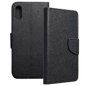   Xiaomi Redmi 9A / 9AT / 9i könyvtok, fliptok, telefon tok, szilikon keretes, bankkártyatartós, mágneszáras, fekete, Fancy