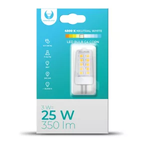   LED izzó, G4 foglalat, Corn, 3W 12V 350lm 4500K, semleges fehér, Forever Light
