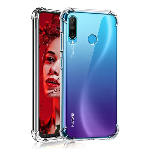 Huawei P30 Lite szilikon tok, hátlaptok, telefon tok, erősített sarkokkal, átlátszó, Anti Shock, 1.5mm