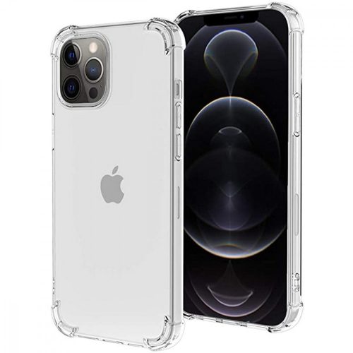 iPhone 12 Pro Max szilikon tok, hátlaptok, telefon tok, erősített sarkokkal, átlátszó, Anti Shock, 1,5mm