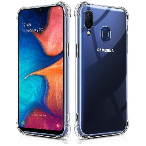 Samsung Galaxy A20e szilikon tok, hátlaptok, telefon tok, erősített sarkokkal, átlátszó, Anti Shock, 1,5mm