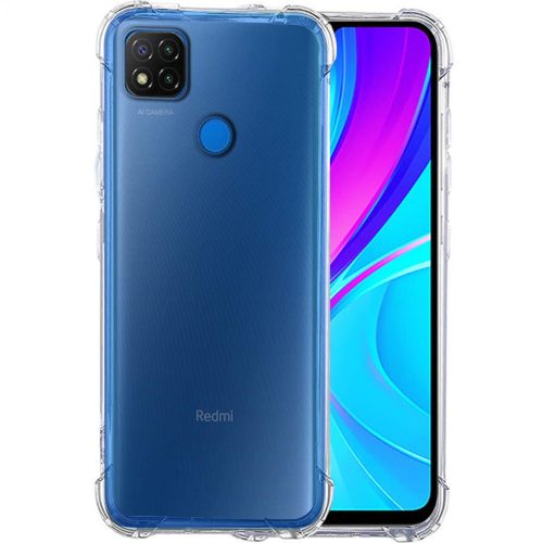 Xiaomi Redmi 9C szilikon tok, hátlaptok, telefon tok, erősített sarkokkal, átlátszó, Anti Shock, 1.5mm