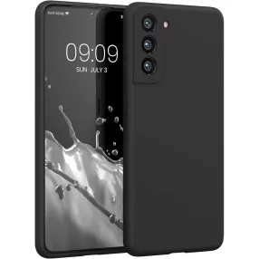   Samsung Galaxy S21 5G szilikon tok, hátlaptok, telefon tok, velúr belsővel, matt, fekete, Silicon