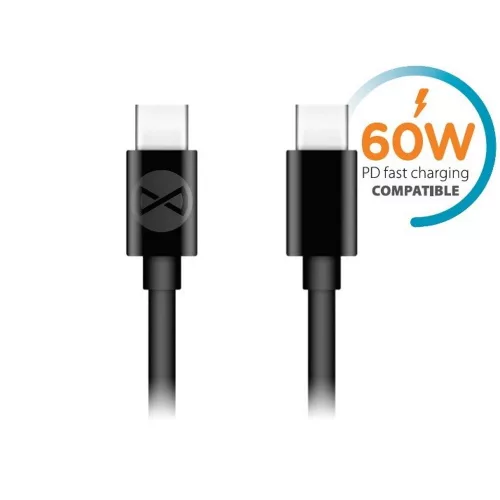 USB-C - USB-C kábel 1m 60W gyorstöltő töltőkábel fekete, Forever