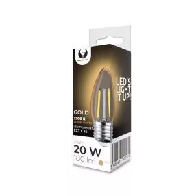   LED dekor izzó, E27 foglalat, C35, COG, 2W, 2200K, 180lm, arany színű üveg, Forever Light