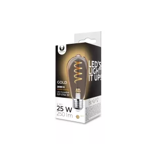   LED dekor izzó, E27 foglalat, ST64, SF, 4W, 2000K, 250lm, arany színű üveg, Forever Light
