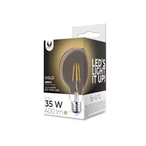   LED dekor izzó, E27 foglalat, G95, COG, 4W, 2200K, 400lm, arany színű üveg, Forever Light