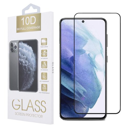 Samsung Galaxy S21 Plus 5G (S21+ 5G) üvegfólia, tempered glass, előlapi, 10D, edzett, hajlított, fekete kerettel