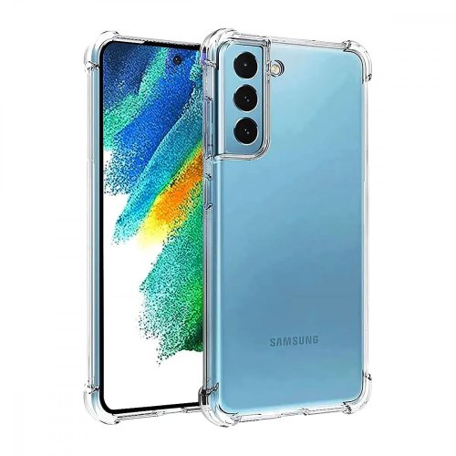 Samsung Galaxy S21 FE 5G szilikon tok, hátlaptok, telefon tok, erősített sarkokkal, átlátszó, Anti Shock, 1.5mm