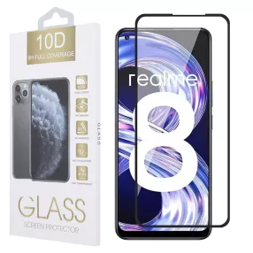   Realme 8 / 8 Pro üvegfólia, tempered glass, előlapi, 10D, edzett, hajlított, fekete kerettel