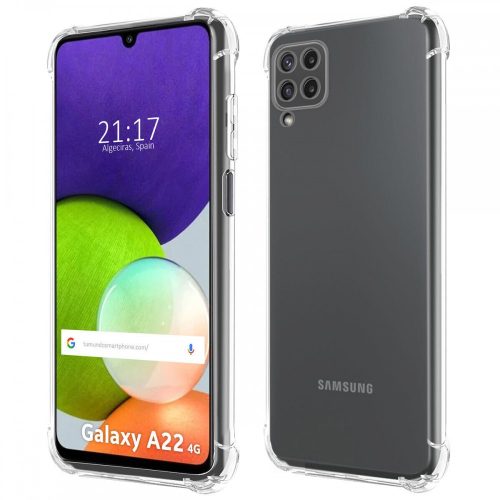 Samsung Galaxy A22 4G szilikon tok, hátlaptok, telefon tok, erősített sarkokkal, átlátszó, Anti Shock, 1.5mm