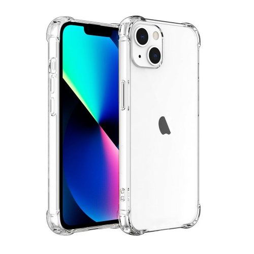 iPhone 13 szilikon tok, hátlaptok, telefon tok, erősített sarkokkal, átlátszó, Anti Shock, 1.5mm