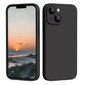   iPhone 13 szilikon tok, hátlaptok, telefon tok, velúr belsővel, matt, fekete, Silicon