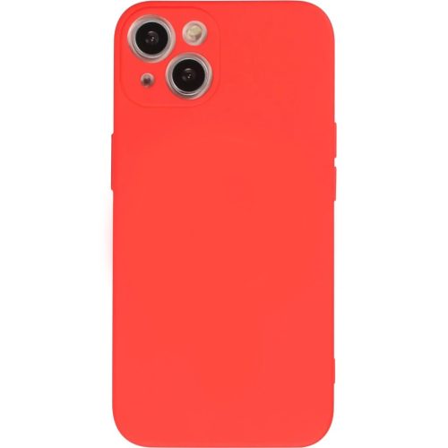 iPhone 13 szilikon tok, hátlaptok, telefon tok, velúr belsővel, matt, piros, Silicon