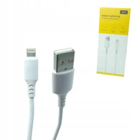   USB-A - Lightning kábel 1,8m 2A töltőkábel fehér szilikon, Setty KT-L