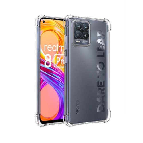 Realme 8 / 8 Pro szilikon tok, hátlaptok, telefon tok, erősített sarkokkal, átlátszó, Anti Shock, 1.5mm