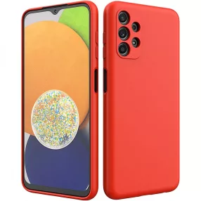   Samsung Galaxy A13 4G szilikon tok, hátlaptok, telefon tok, velúr belsővel, matt, piros, Silicon