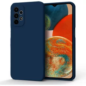   Samsung Galaxy A13 4G szilikon tok, hátlaptok, telefon tok, velúr belsővel, matt, sötétkék, Silicon