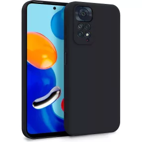   Xiaomi Redmi Note 11 / Note 11s szilikon tok, hátlaptok, telefon tok, velúr belsővel, matt, fekete, Silicon