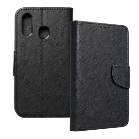   Samsung Galaxy A40 könyvtok, fliptok, bankkártyatartós, mágneszáras, fekete, Fancy