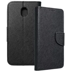   Samsung Galaxy J3 2017 könyvtok, fliptok, telefon tok, mágneszáras, bankkártyatartós, fekete, Fancy