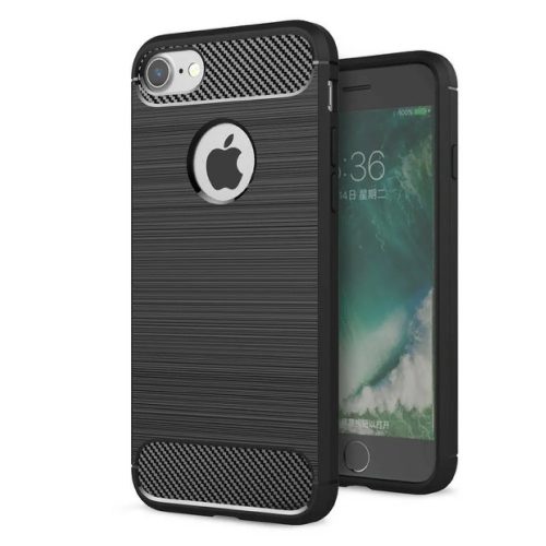iPhone 6 / 6S szilikon tok, hátlaptok, telefon tok, karbon mintás, fekete, Carbon Case