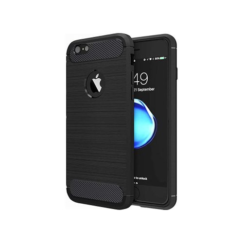 iPhone 7 / 8 szilikon tok, hátlaptok, telefon tok, karbon mintás, fekete, Carbon Case