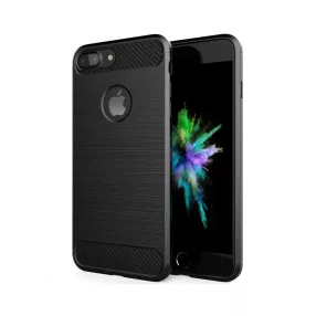   iPhone 7 Plus / 8 Plus szilikon tok, hátlaptok, telefon tok, karbon mintás, fekete, Carbon Case