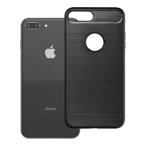   iPhone 7 Plus / 8 Plus szilikon tok, hátlaptok, telefon tok, karbon mintás, fekete, Carbon Case