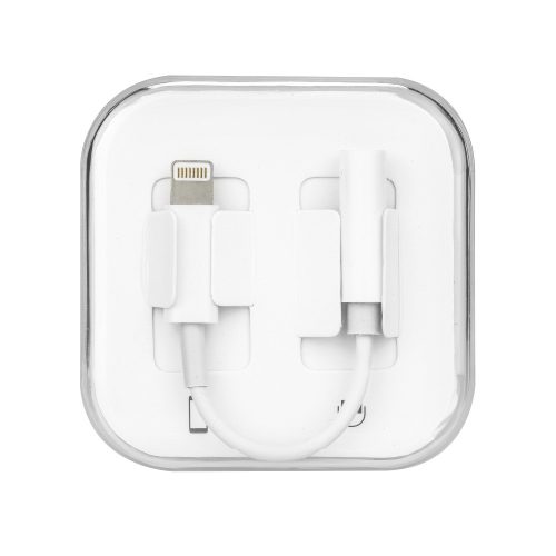 Adapter, átalakító, audio, jack, 3,5mm  -> iPhone 8pin, lightning, fehér,