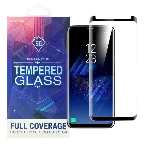 Samsung Galaxy S8 üvegfólia, tempered glass, előlapi, 5D, edzett, hajlított, fekete kerettel