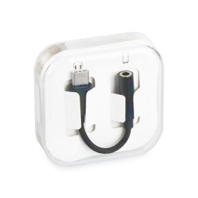   Adapter, átalakító, OTG, audio, jack, 3,5mm -> Type-C, fekete,