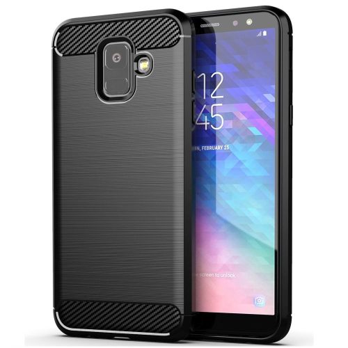 Samsung Galaxy A6 2018 szilikon tok, hátlaptok, telefon tok, karbon mintás, fekete, Carbon Case