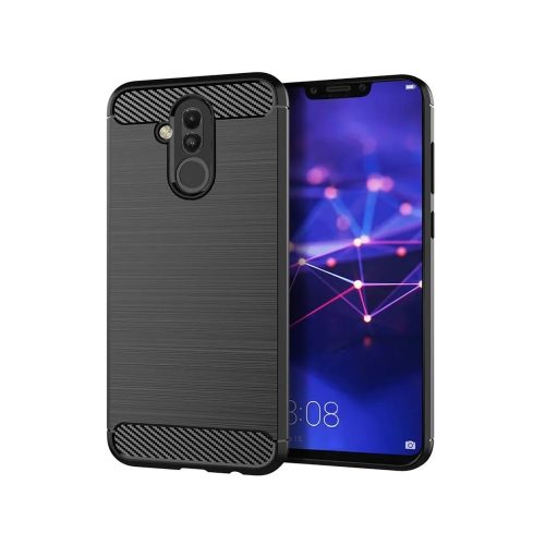 Huawei Mate 20 Lite szilikon tok, hátlaptok, telefon tok, karbon mintás, fekete, Carbon Case